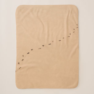 Aerial photography of footprints in the sand sherpa blanket