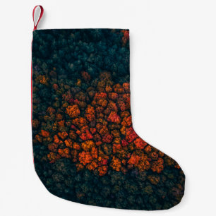 Aerial photography of forest small christmas stocking