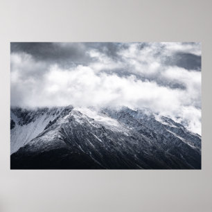 AERIAL PHOTOGRAPHY OF GRAY AND BLACK MOUNTAIN POSTER