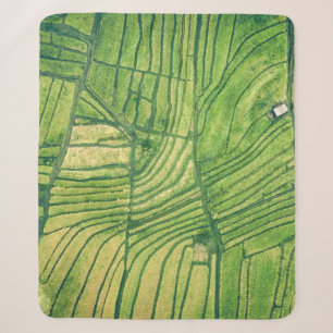 Aerial photography of green farm field sherpa blanket