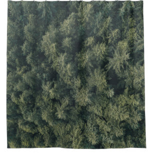 Aerial photography of green trees shower curtain