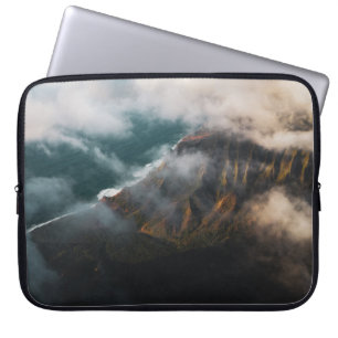 AERIAL PHOTOGRAPHY OF MOUNTAIN COVERED WITH FOG LAPTOP SLEEVE