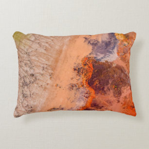 Aerial photography of mountains in the morning decorative cushion