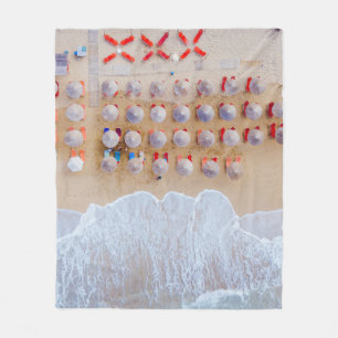 Aerial photography of seashore at daytime fleece blanket
