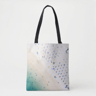 Aerial photography of seashore tote bag