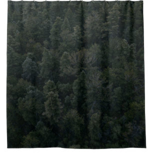 Aerial photography of trees shower curtain