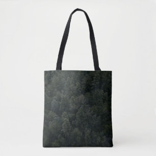 Aerial photography of trees tote bag