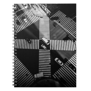 AERIAL PHOTOGRAPHY OF VEHICLES ON STREETS DURING D NOTEBOOK