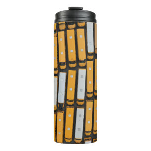 Aerial photography of white and yellow buses thermal tumbler