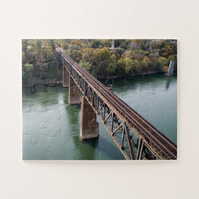 Aerial Photography Railroad Track on Potomac River Jigsaw Puzzle (Horizontal)