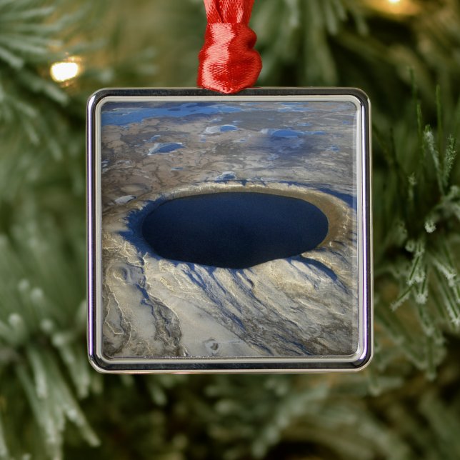 Aerial Pingualuit Crater, Quebec, Canada. Metal Tree Decoration (Tree)