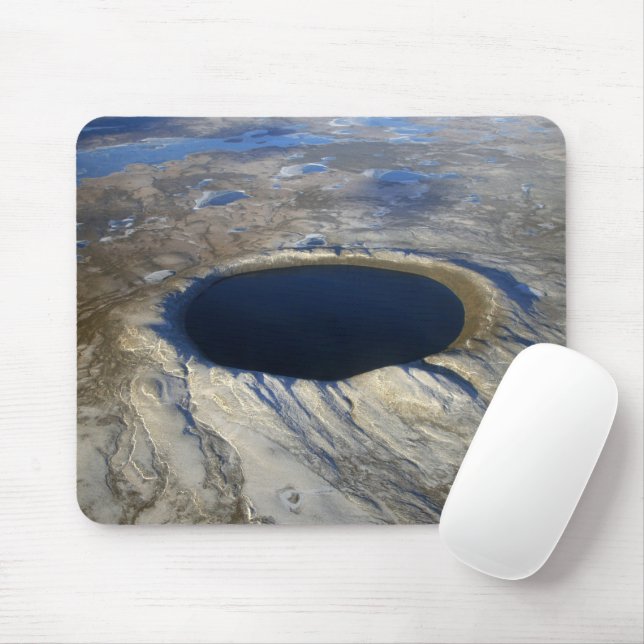Aerial Pingualuit Crater, Quebec, Canada. Mouse Mat (With Mouse)