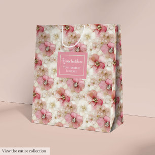 Aerial pink and gold floral sweet sixteen gift bag