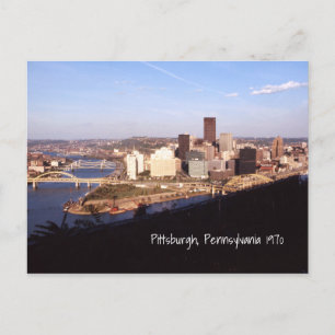 Aerial Pittsburgh Pennsylvania City & Bridges 1970 Postcard