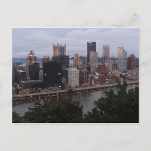 Aerial Pittsburgh Skyline at sunset Postcard