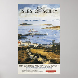 Aerial Scene of Town and Dock Railway Poster