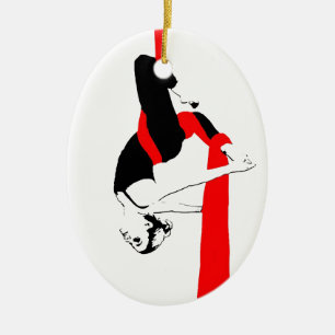 Aerial Silks Dancer Gemini Pose Ceramic Tree Decoration