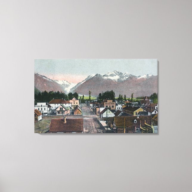 Aerial Summer View of the CityValdez, AK Canvas Print (Front)