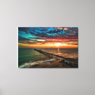 Aerial sunset at the Oceanside Pier Canvas Print