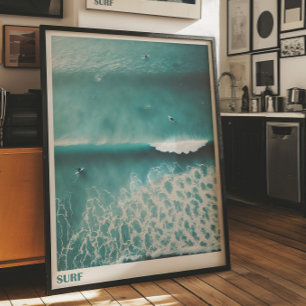 Aerial Surf Photography Ocean Wave Wall Poster 