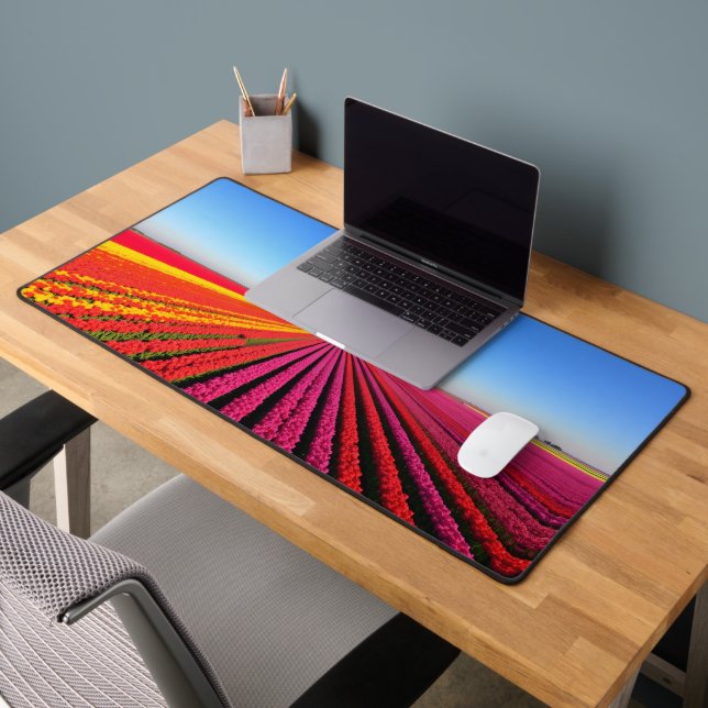 Aerial Tulip Fields at Peak Bloom Desk Mat (Office 2)