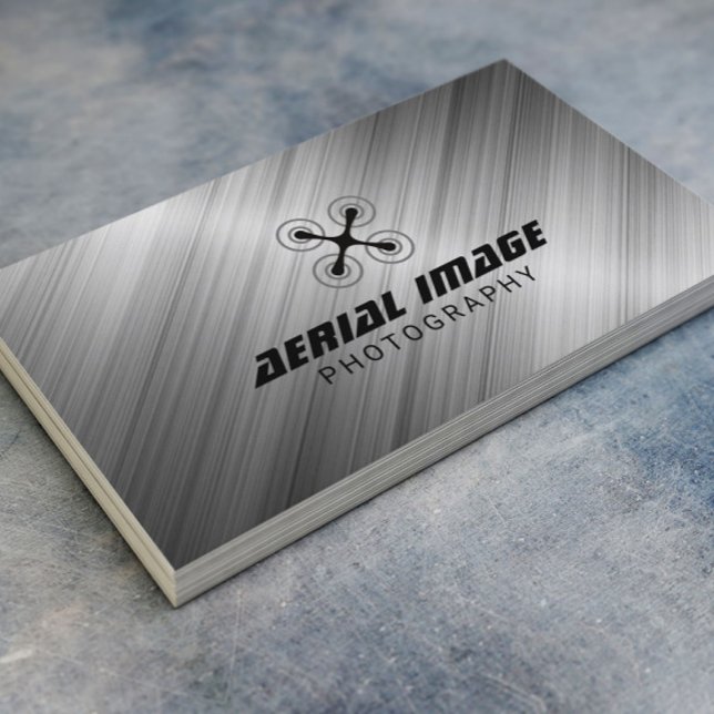 Aerial Video & Photography Drone Service Metal Business Card (Creator Uploaded)