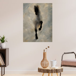 Aerial View Black Horse Oil Painting Wall Art