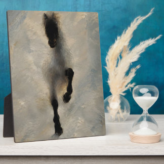 Aerial View Black Horse Oil Painting Wall Art Plaque
