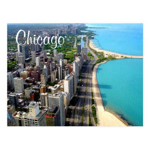 Image of Aerial View Chicago Illinois Travel Post Card