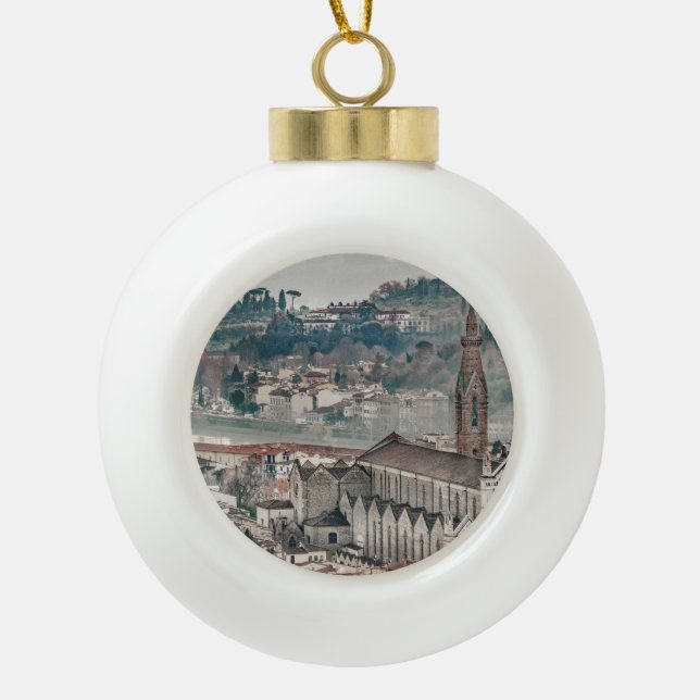 Aerial View Historic Centre of Florence, Italy Ceramic Ball Christmas Ornament (Front)
