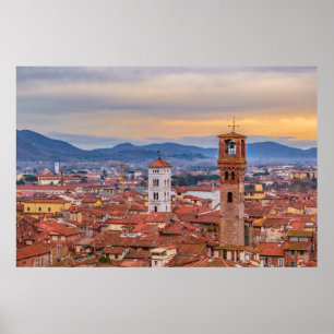 Aerial View Historic Centre of Lucca, Italy Poster
