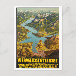 Aerial View Map of Central Switzerland Postcard