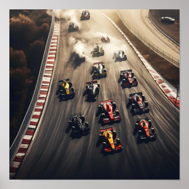 Aerial View of a Formula 1 Race Poster (Front)