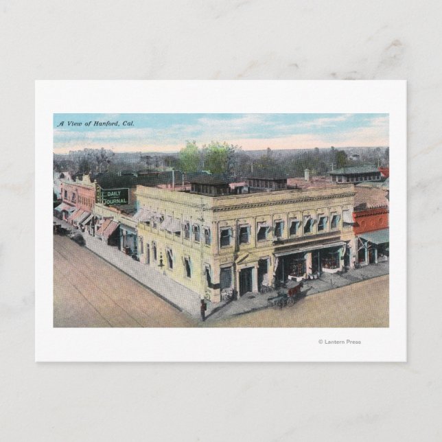 Aerial View of a Hanford Street Corner Postcard (Front)