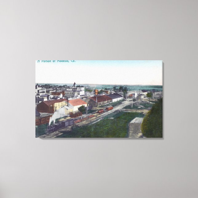 Aerial View of a Portion of CityModesto, CA Canvas Print (Front)