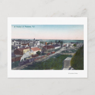 Aerial View of a Portion of CityModesto, CA Postcard
