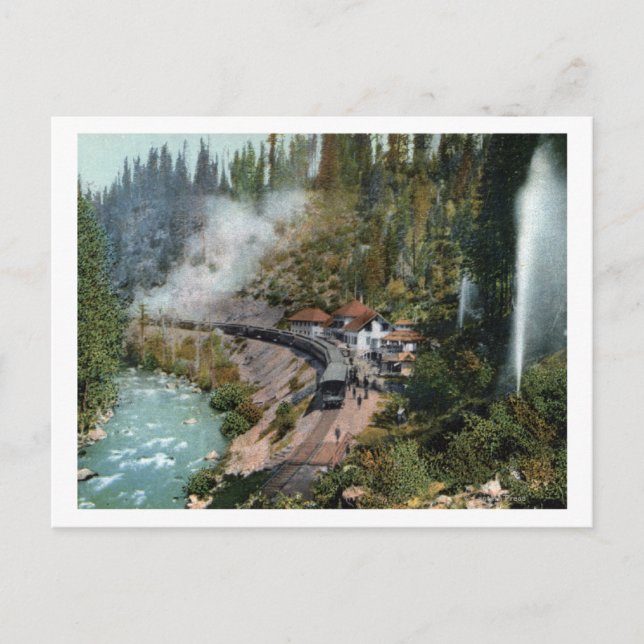 Aerial View of a Train Station Postcard (Front)