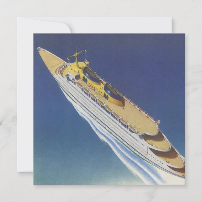 Aerial View of a Vintage Cruise Ship in the Ocean (Front)