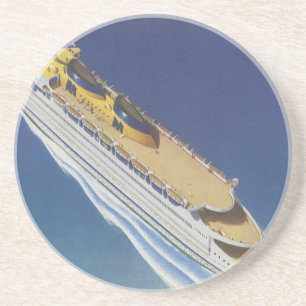 Aerial View of a Vintage Cruise Ship in the Ocean Coaster