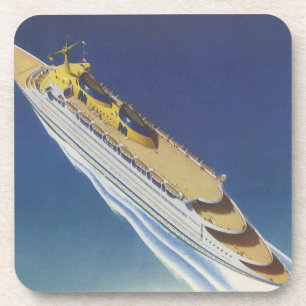 Aerial View of a Vintage Cruise Ship in the Ocean Coaster