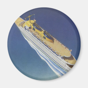 Aerial View of a Vintage Cruise Ship in the Ocean Magnet