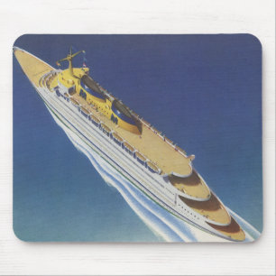 Aerial View of a Vintage Cruise Ship in the Ocean Mouse Mat
