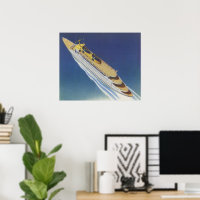 Aerial View of a Vintage Cruise Ship in the Ocean