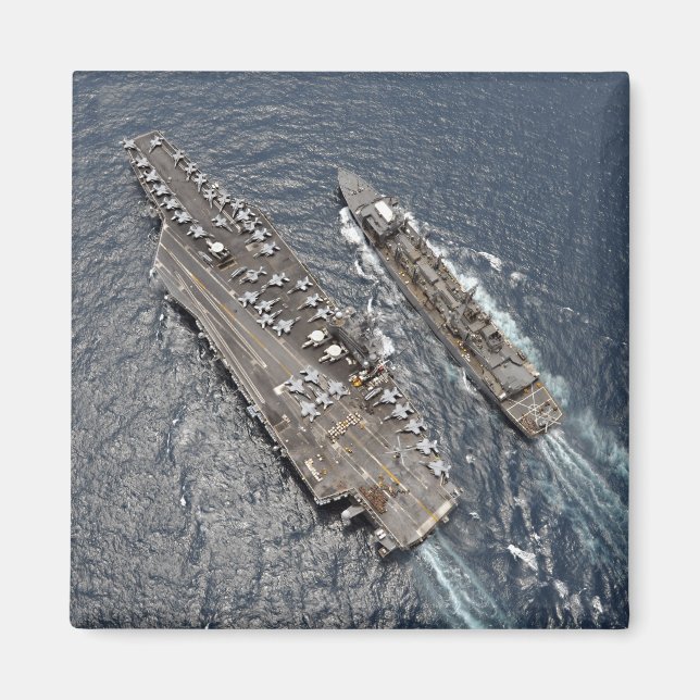 Aerial view of aircraft carrier USS Ronald Reag Magnet (Front)