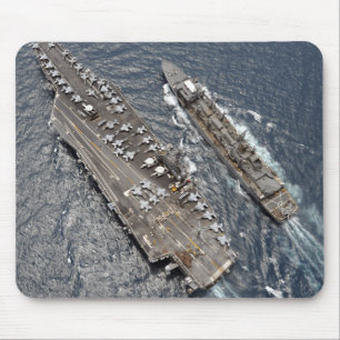 Aerial view of aircraft carrier USS Ronald Reag Mouse Mat