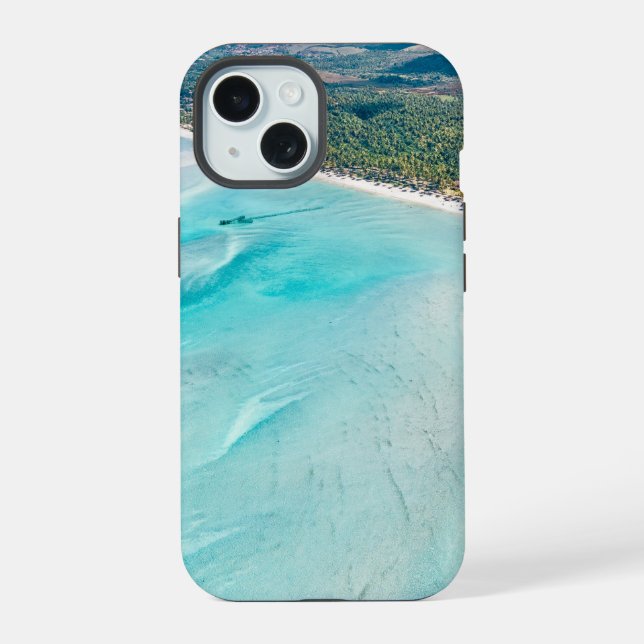 Aerial View of an Island iPhone 15 Case (Back)
