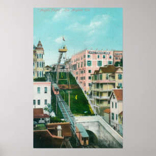 Aerial View of Angels Flight Trolley Poster