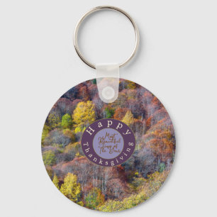 Aerial View of Autumn forest Colourful Trees  Key Ring