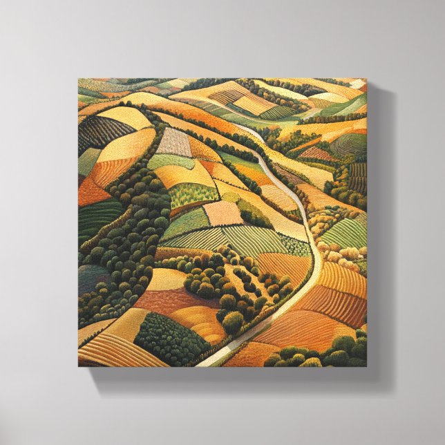 Aerial View of Autumnal Farmland Canvas Print (Front)