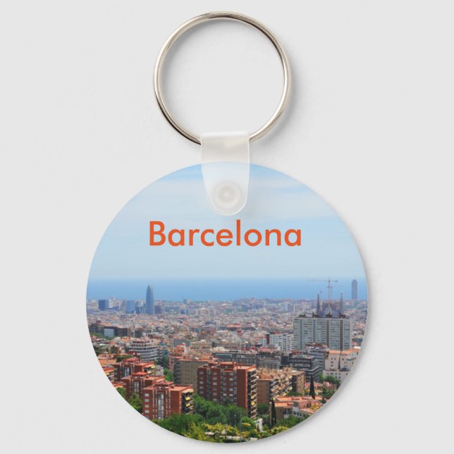 Aerial view of Barcelona, Spain Key Ring (Front)
